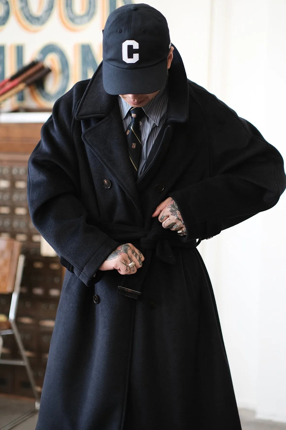 Double-Breasted Wool Trench Coat