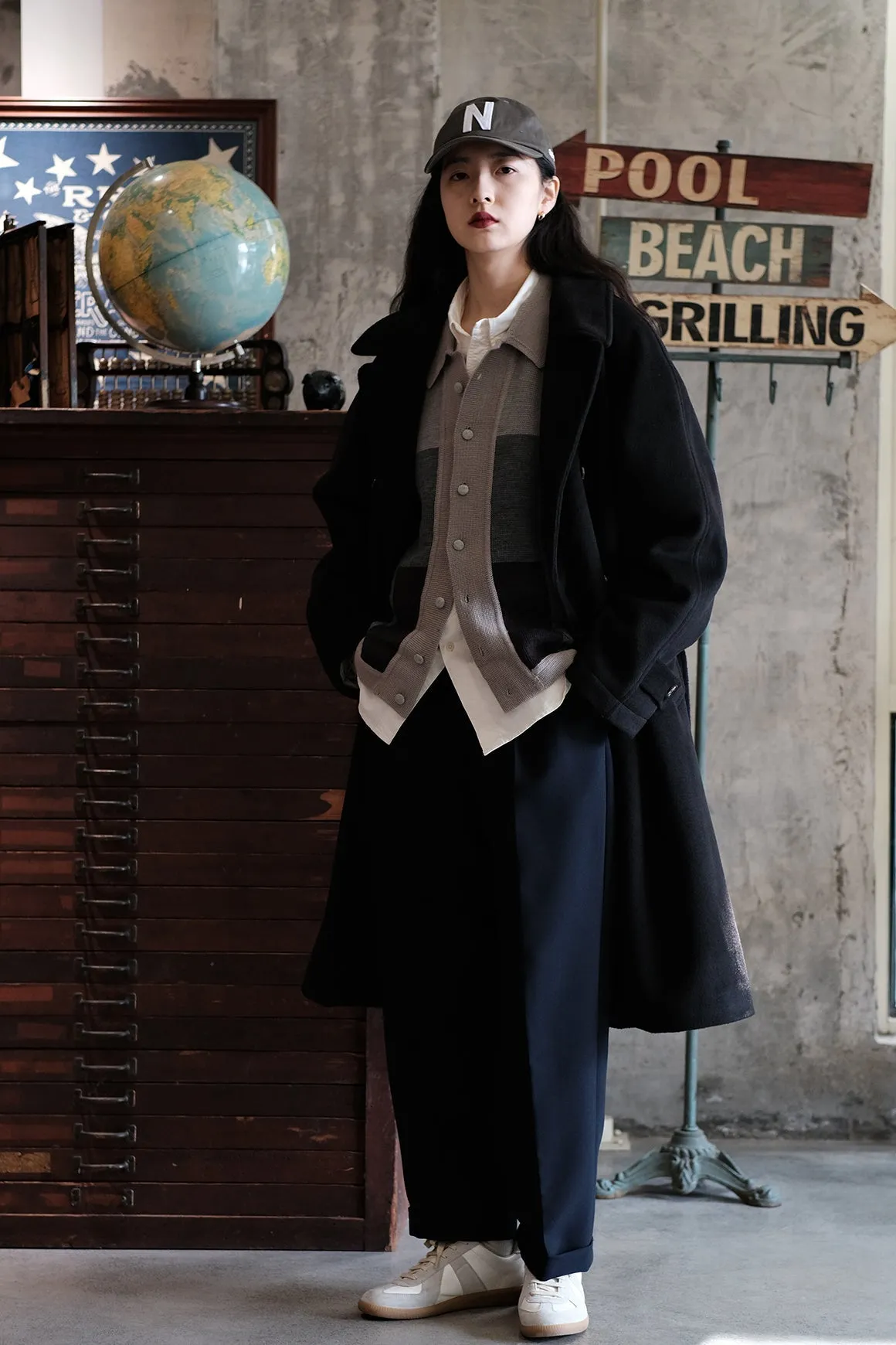 Double-Breasted Wool Trench Coat