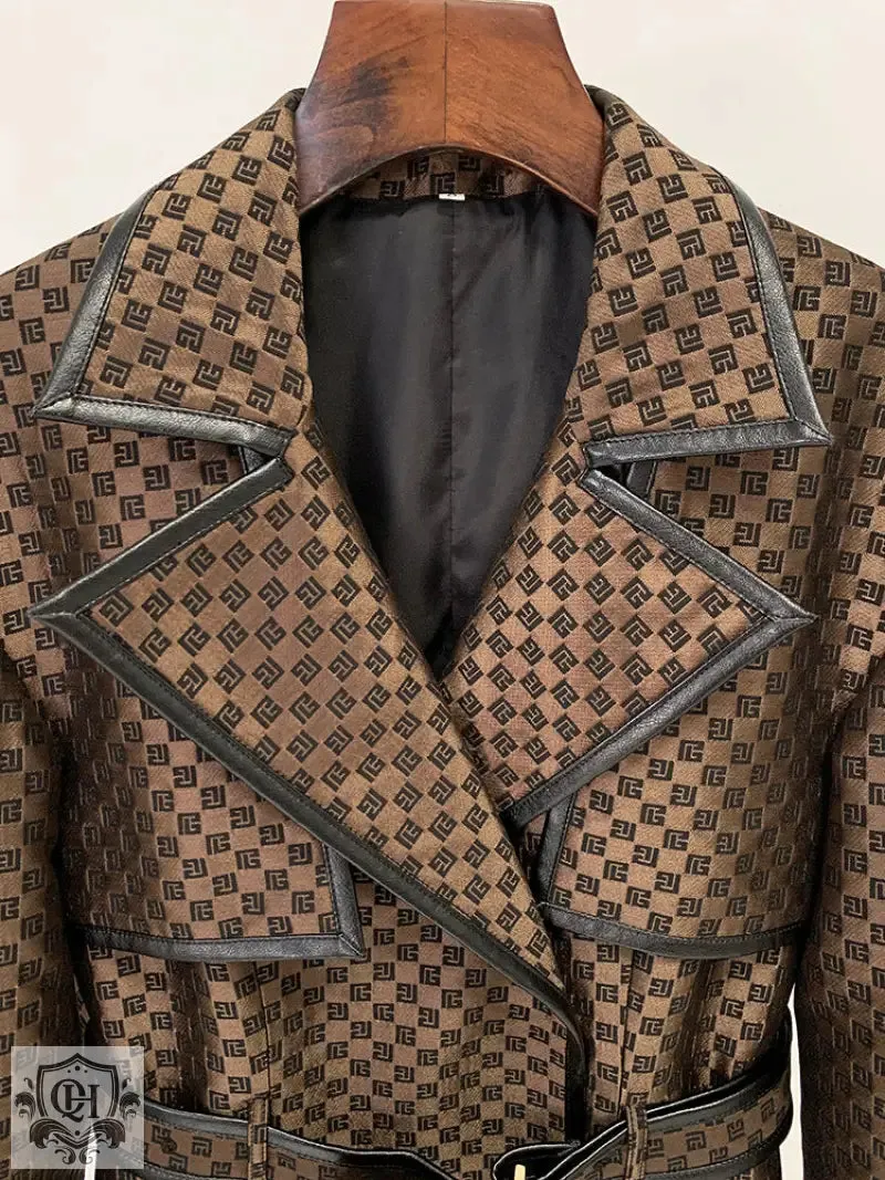 Patterned Long Trench Coat
