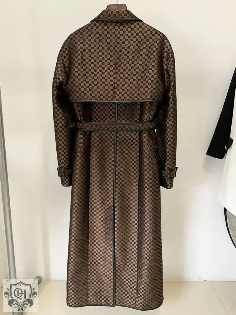 Patterned Long Trench Coat