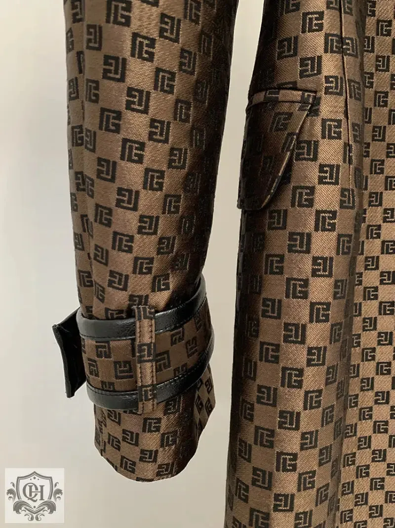 Patterned Long Trench Coat