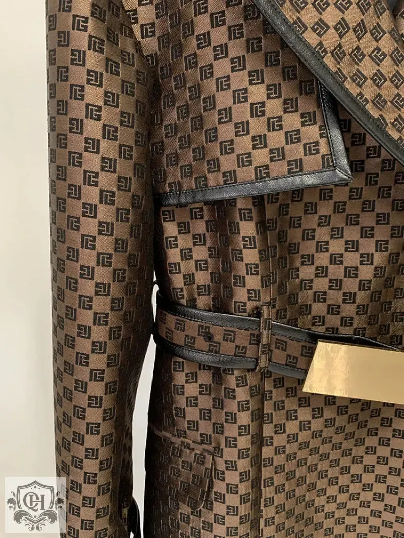 Patterned Long Trench Coat