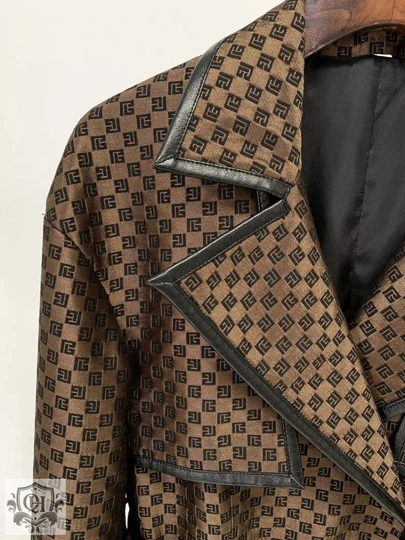 Patterned Long Trench Coat