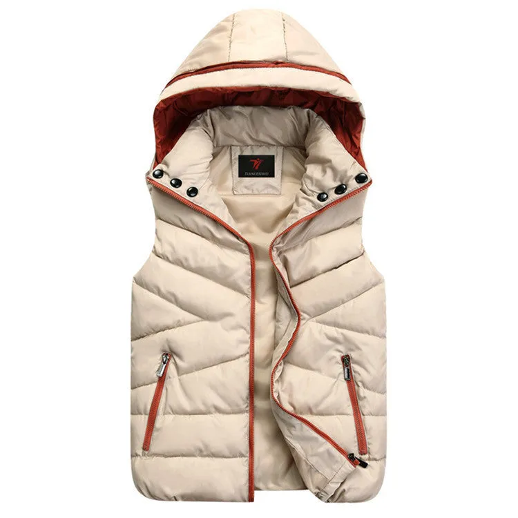 Winter Vest Detachable Hood Sleeveless Jacket Women
