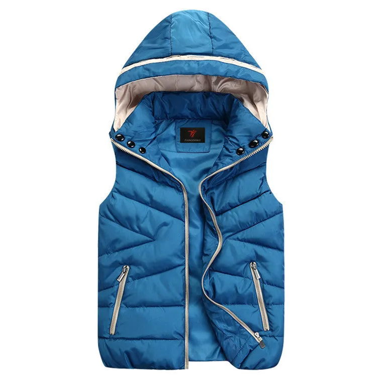 Winter Vest Detachable Hood Sleeveless Jacket Women