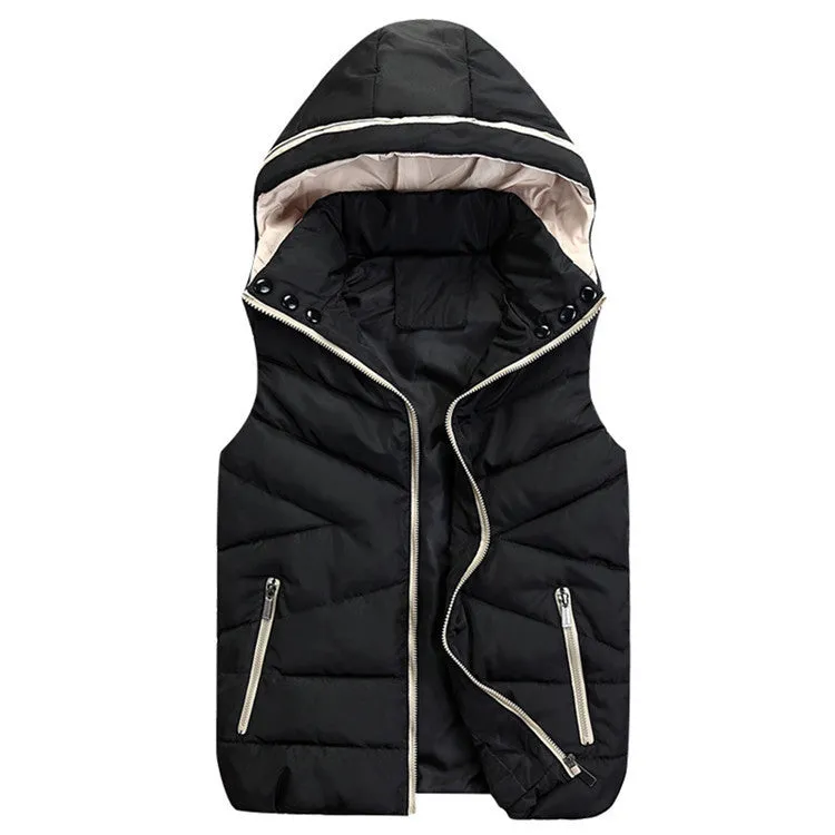 Winter Vest Detachable Hood Sleeveless Jacket Women
