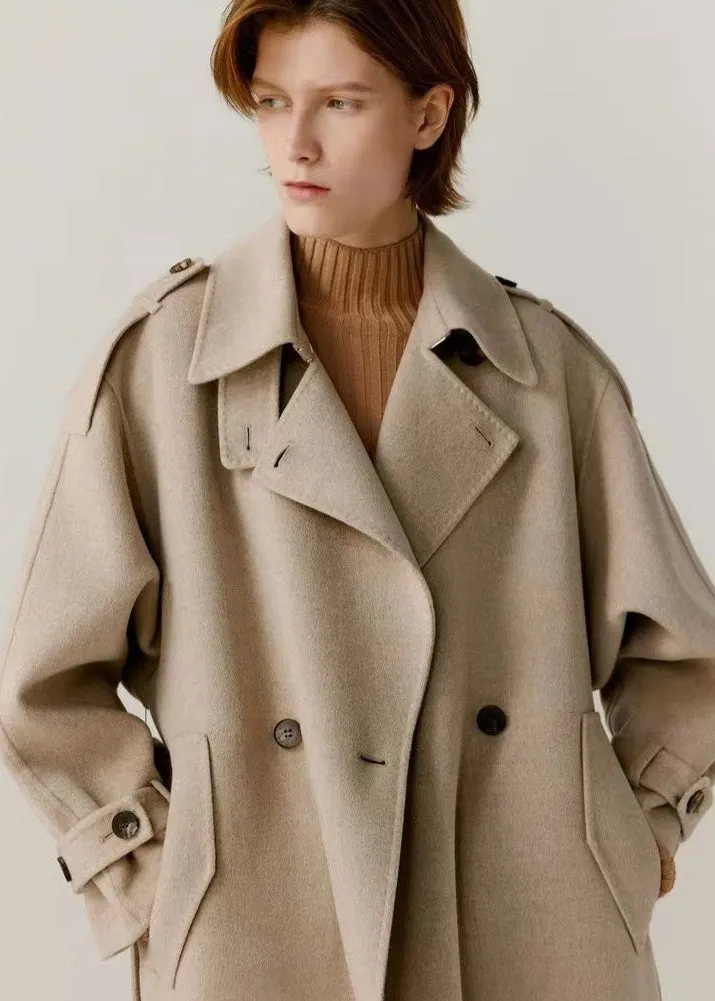 Wool Cashmere Double-Breasted Trench Coat