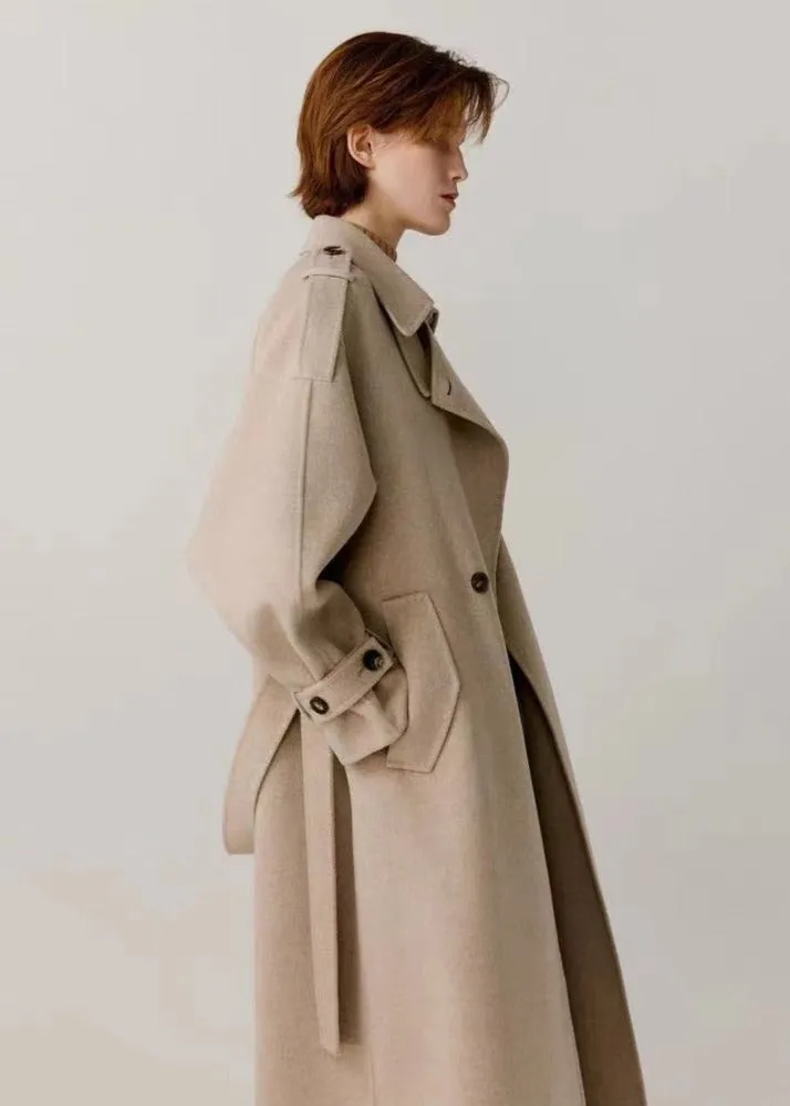 Wool Cashmere Double-Breasted Trench Coat